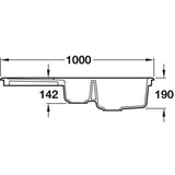 Rangemaster St. Austell Matt Black One and Half Bowl Kitchen Sink For 600mm Cabinet in Granite 57902381 Dimensions
