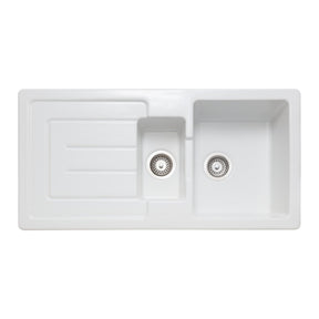 Rangemaster St. Austell White One and Half Bowl Kitchen Sink For 600mm Cabinet in Granite 56557750