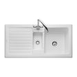 Rangemaster Surface Mount Onle And Half Bowl with Drainer Sink For 600mm Cabinet in Ceramic White 56563761
