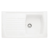 Rangemaster Tenby Inset Mount Single Bowl Kitchen Sink For 500mm Cabinet in White 57902791 