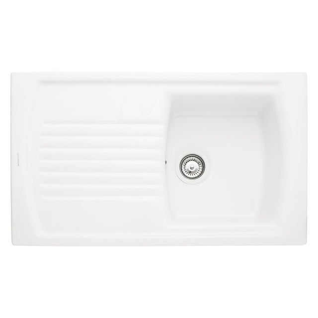 Rangemaster Tenby Inset Mount Single Bowl Kitchen Sink For 500mm Cabinet in White 57902791 