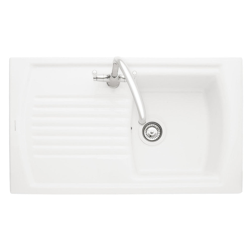 Rangemaster Tenby Inset Mount Single Bowl Kitchen Sink For 500mm Cabinet in White 57902791 