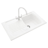 Rangemaster Tenby Inset Mount Single Bowl Kitchen Sink For 500mm Cabinet in White 57902791 