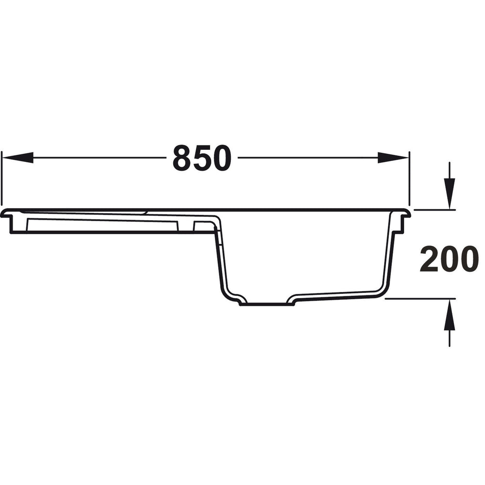 Rangemaster Tenby Inset Mount Single Bowl Kitchen Sink For 500mm Cabinet in White 57902791  Dimensions