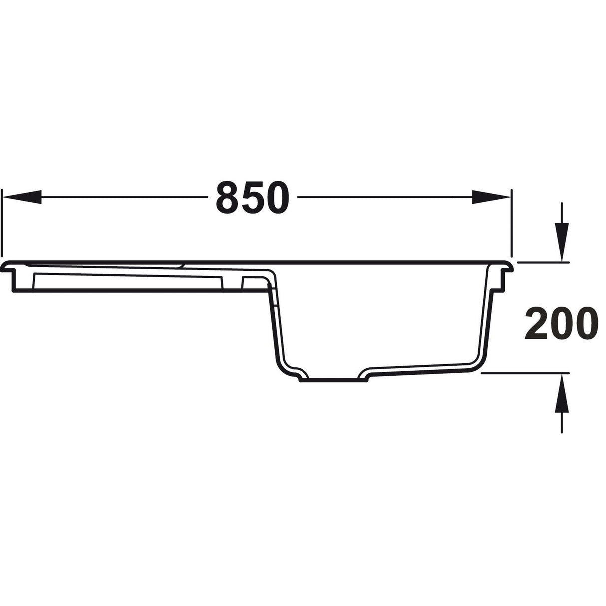 Rangemaster Tenby Inset Mount Single Bowl Kitchen Sink For 500mm Cabinet in White 57902791  Dimensions