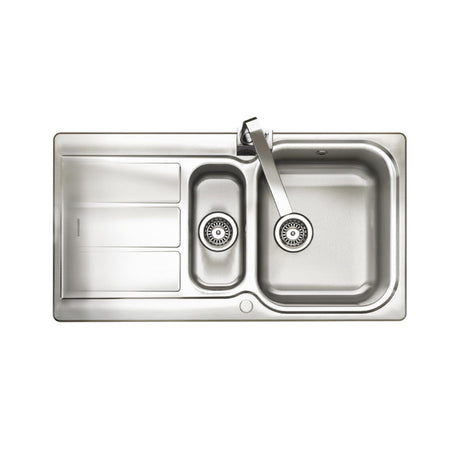 Rangemaster Tenby  Surface Mount One And Half Bowl With Drainer Kitchen Sink For 600mm Cabinet in Stainless Steel 56560221 