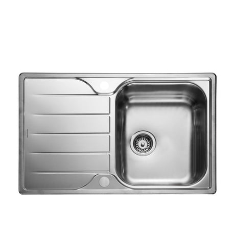Rangemaster Tenby Surface mount Single Bowl With DrainerCompact Kitchen Sink For 500mm Cabinet in Stainless Steel  Soft Brushed 56560301