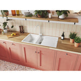 Rangemaster Topaz Compact Inset Mount Arctic white One and Half Bowl Kitchen Sink For 600mm Cabinet in Granite 57902731 Lifestyle