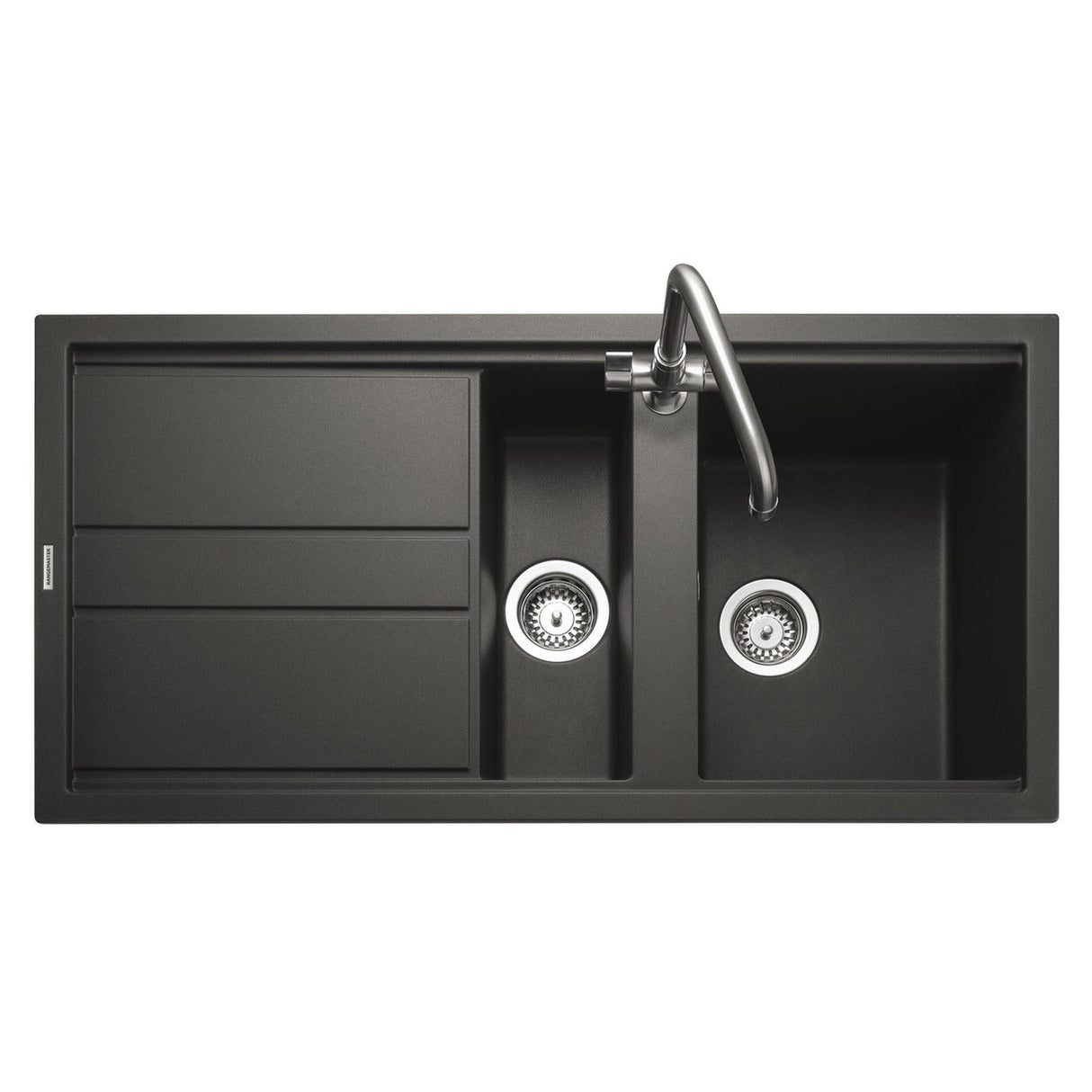 Rangemaster Topaz Compact Inset Mount Charcoal One and Half Bowl Kitchen Sink For 600mm Cabinet in Granite 57902031