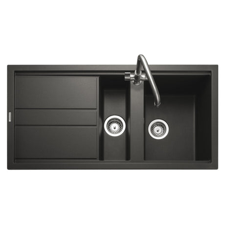 Rangemaster Topaz Compact Inset Mount Charcoal One and Half Bowl Kitchen Sink For 600mm Cabinet in Granite 57902031