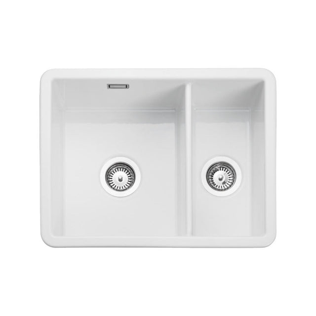 Rangemaster Undermount One And Half Bowl Kitchen Sink For 600mm Cabinet in Ceramic White 56563731