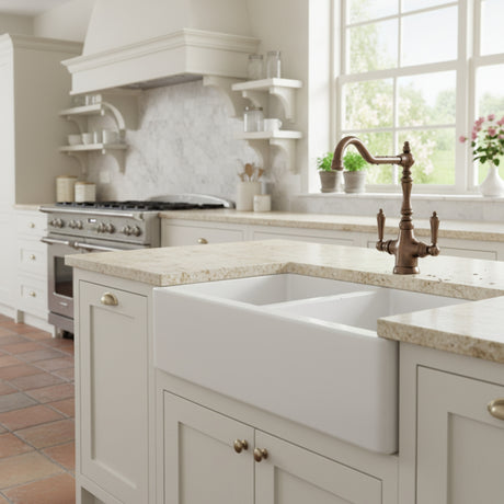 Rangemaster Waverly Mixer Tap with Dual Lever English Bronze Life Style