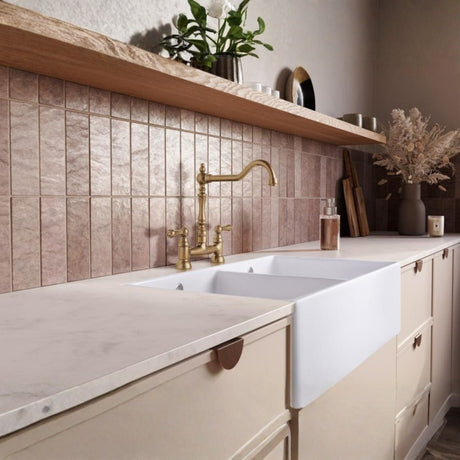 Rangemaster Waverly Traditional Bridge Tap Antique Brass in Stainless Steel Life Style