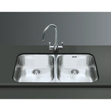 Smeg Alba Undermount Double Bowl Kitchen Sink For 900 mm Cabinet In Stainless Steel Brushed 56797160