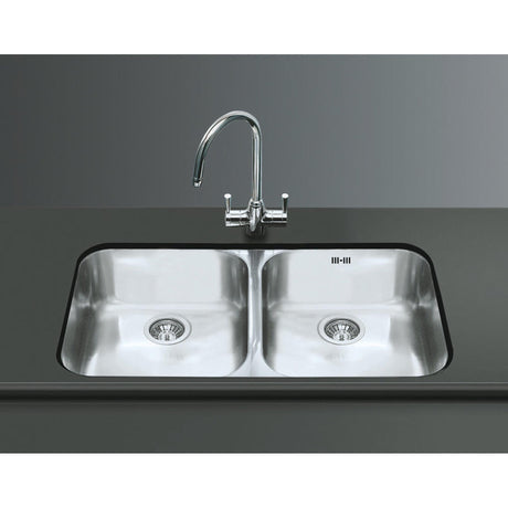 Smeg Alba Undermount Double Bowl Kitchen Sink For 900 mm Cabinet In Stainless Steel Brushed 56797160