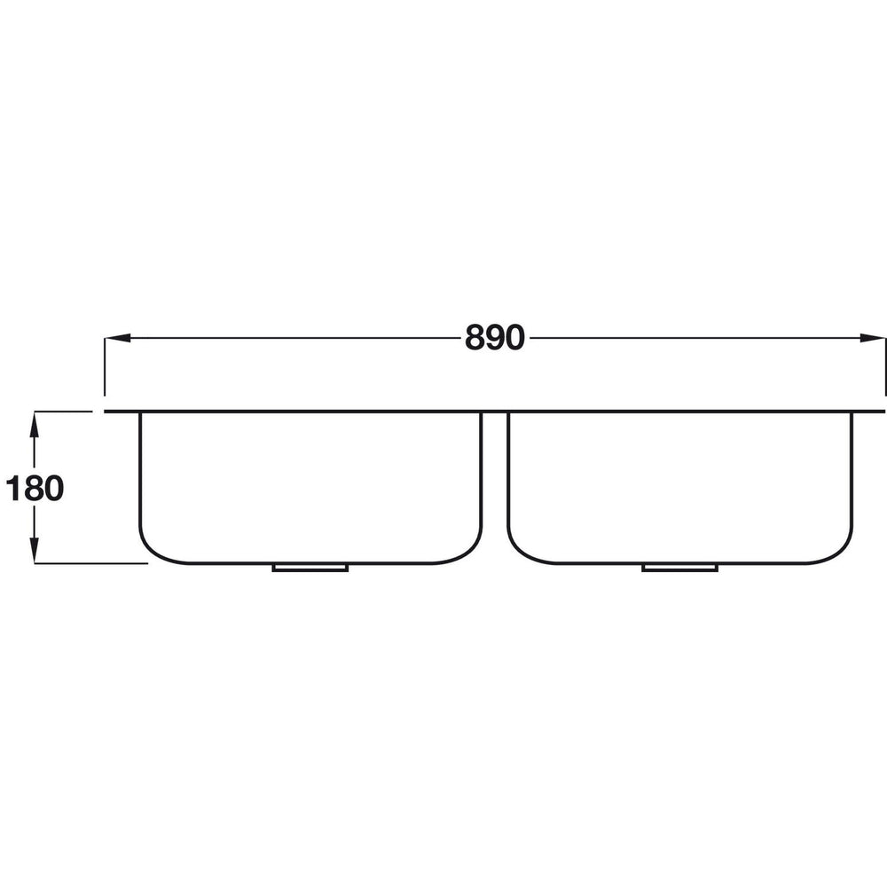 Smeg Alba Undermount Double Bowl Kitchen Sink For 900 mm Cabinet In Stainless Steel Brushed 56797160 Dimension
