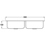 Smeg Alba Undermount Double Bowl Kitchen Sink For 900 mm Cabinet In Stainless Steel Brushed 56797160 Dimension