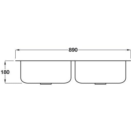 Smeg Alba Undermount Double Bowl Kitchen Sink For 900 mm Cabinet In Stainless Steel Brushed 56797160 Dimension