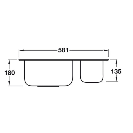 Smeg Alba Undermount One and Half Bowl Kitchen Sink For 600mm Cabinet in Stainless Steel Brushed 56797130 Dimension