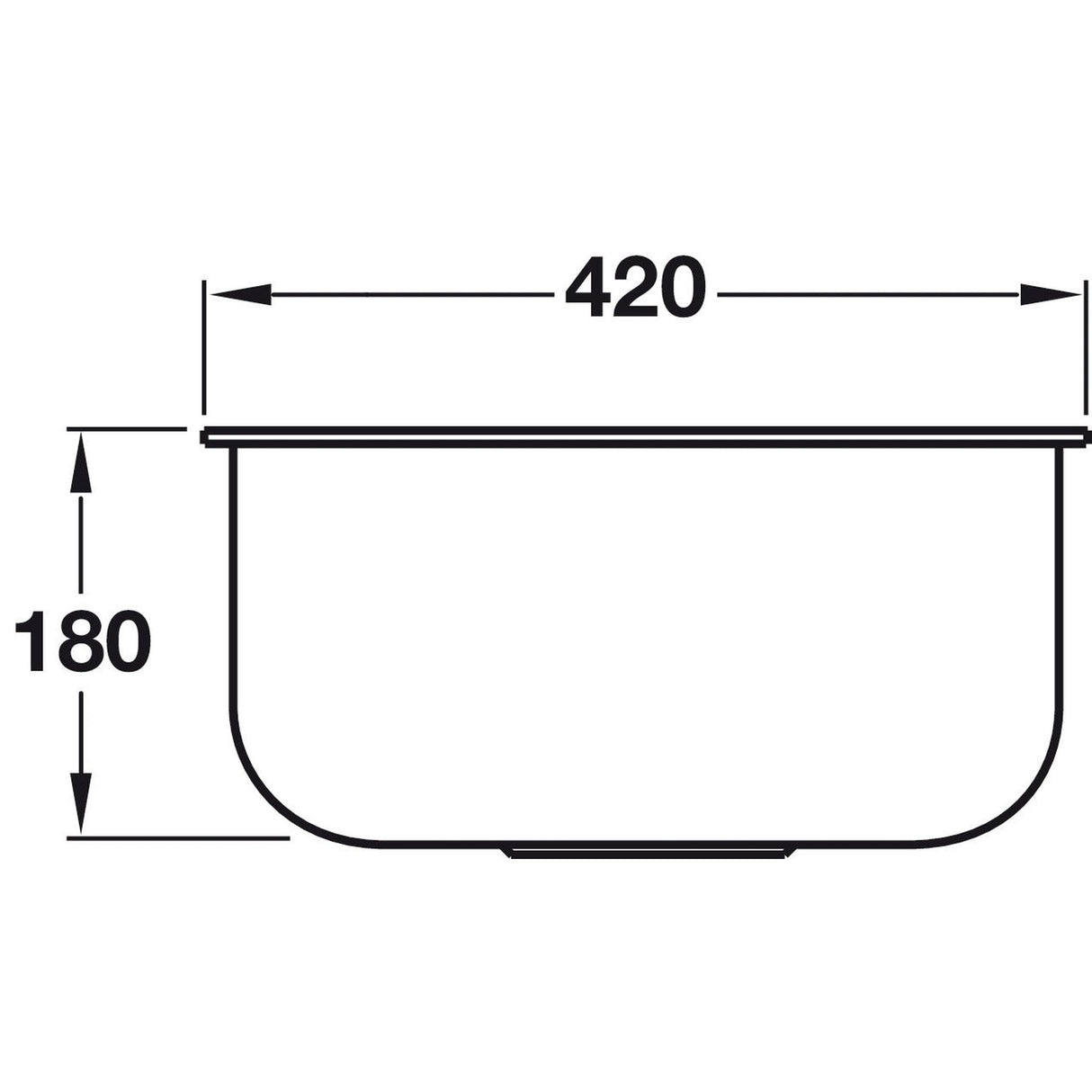 Smeg Alba Undermount Single Bowl Kitchen Sink For 500 mm Cabinet In Stainless Steel Brushed 56797290 Dimension