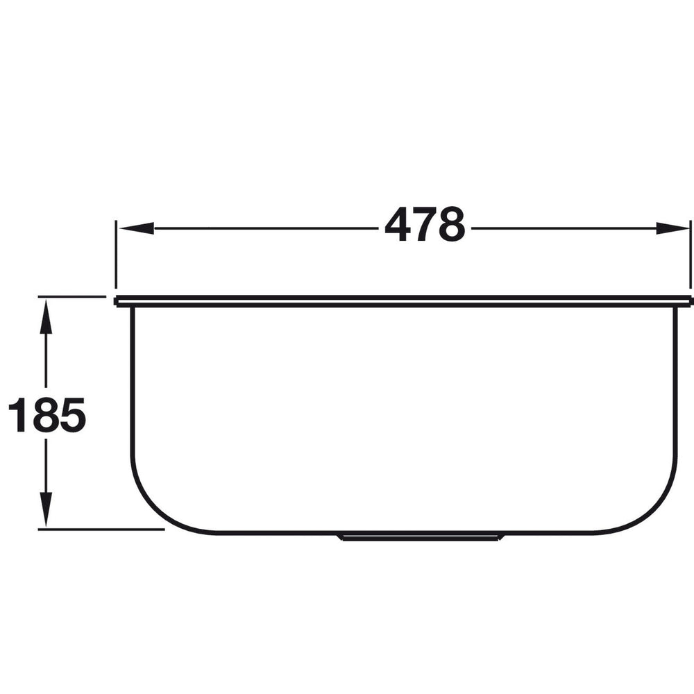 Smeg Alba Undermount Single Bowl Kitchen Sink For 500 mm Cabinet In Stainless Steel Brushed 56797310 Dimension