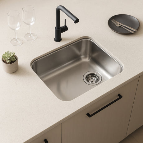Smeg Alba Undermount Single Bowl Kitchen Sink for 500 mm Cabinet in Stainless Steel Brushed Life Style