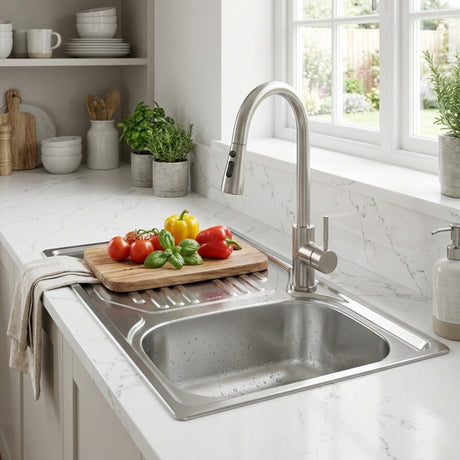 Smeg Inset Mount Single Bowl Kitchen Sink for 450 mm Cabinet in Stainless Steel Polished Life Style