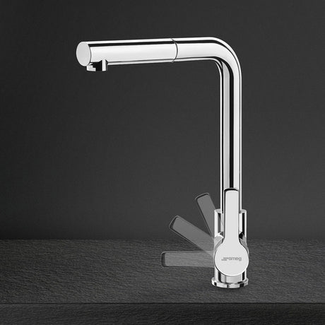 Smeg MID1CR Pull Out Spray Mixer Tap  with Single Lever in Polished Chrome Handle