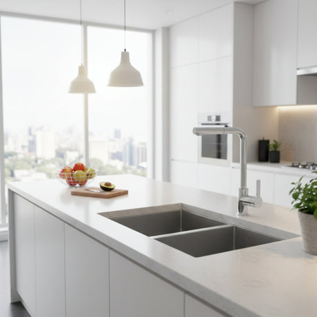 Smeg MID1CR Pull Out Spray Mixer Tap  with Single Lever in Polished Chrome Life Style