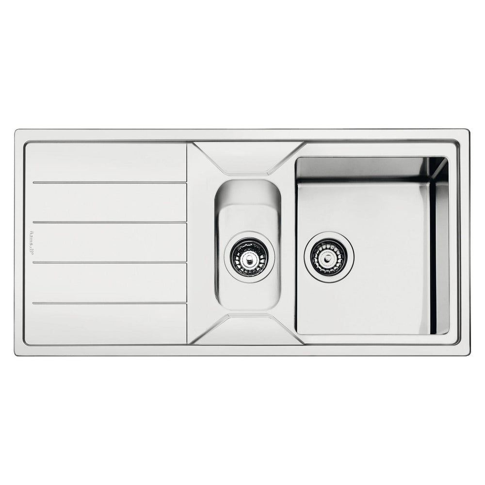 Smeg Mira Inset Mount One And Half Bowl Kitchen Sink For 800 mm Cabinet In Stainless Steel Brushed Right View