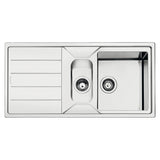 Smeg Mira Inset Mount One And Half Bowl Kitchen Sink For 800 mm Cabinet In Stainless Steel Brushed Right View