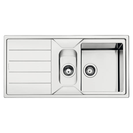 Smeg Mira Inset Mount One And Half Bowl Kitchen Sink For 800 mm Cabinet In Stainless Steel Brushed Right View