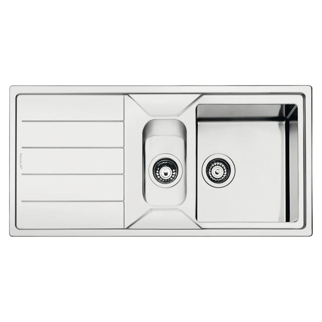 Smeg Mira Inset Mount One And Half Bowl Kitchen Sink For 800 mm Cabinet In Stainless Steel Brushed Right View