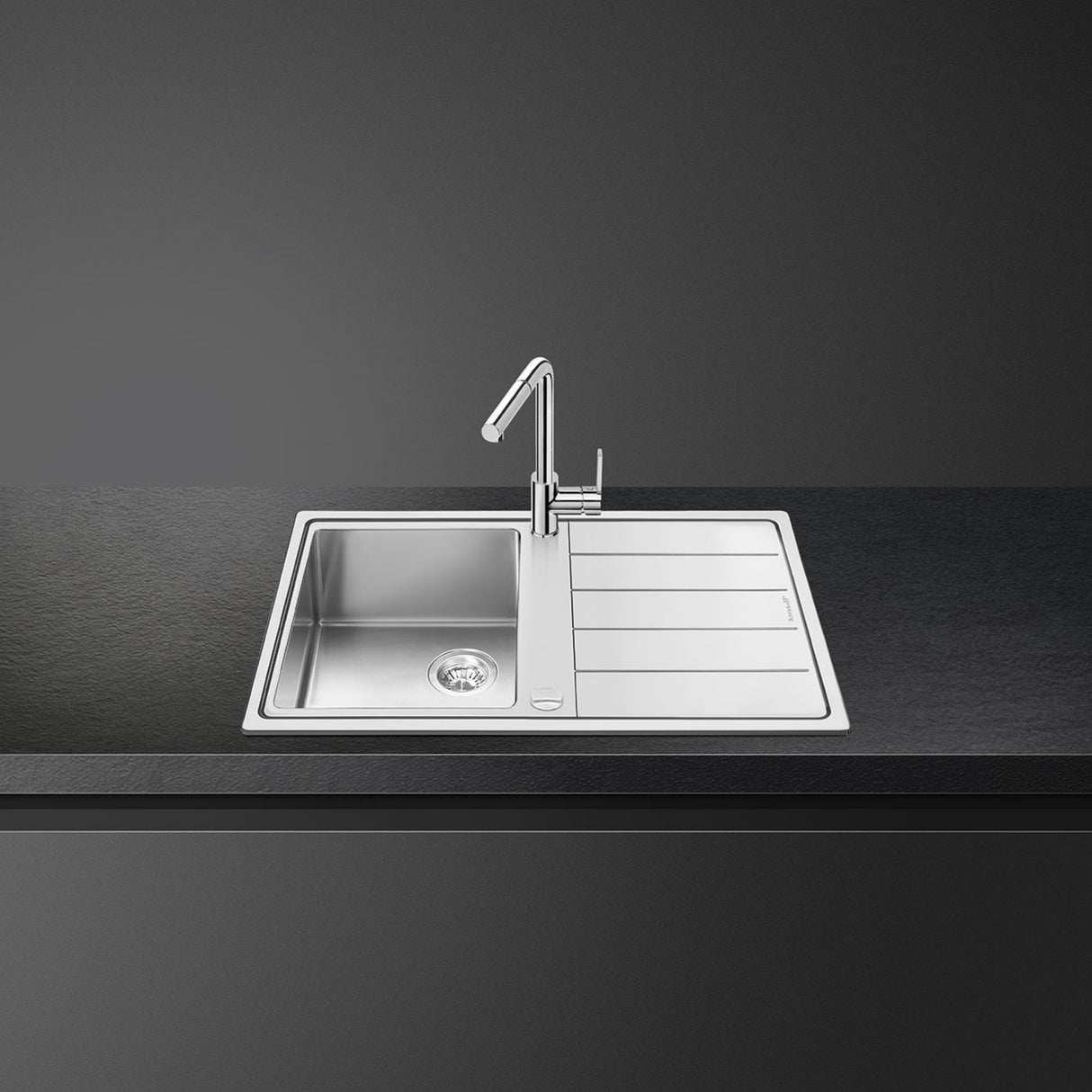 Smeg Mira Inset Mount Single Bowl Kitchen Sink for 600 mm Cabinet in Stainless Steel Brushed Life Style