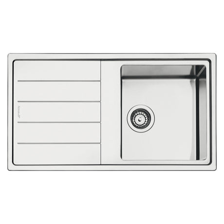 Smeg Mira Inset Mount Single Bowl Kitchen Sink for 600 mm Cabinet in Stainless Steel Brushed Right View