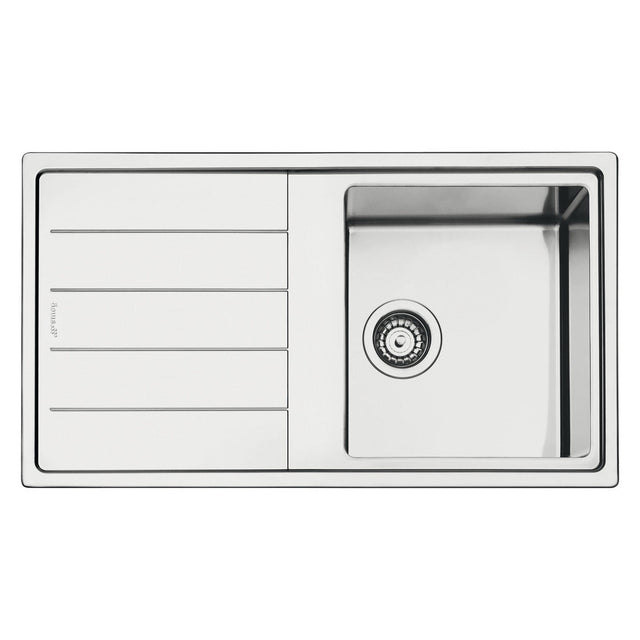 Smeg Mira Inset Mount Single Bowl Kitchen Sink for 600 mm Cabinet in Stainless Steel Brushed Right View