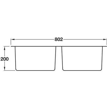 Smeg Mira Undermount Double Bowl Kitchen Sink For 800 mm Cabinet In Stainless Steel Brushed 56797060 Dimension
