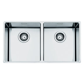 Smeg Mira Undermount Double Bowl Kitchen Sink for 800 mm Cabinet in Stainless Steel Brushed