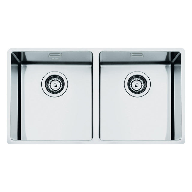 Smeg Mira Undermount Double Bowl Kitchen Sink for 800 mm Cabinet in Stainless Steel Brushed