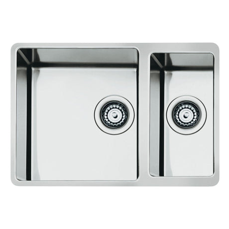 Smeg Mira Undermount One and Three-Quarters Bowl Kitchen Sink for 600 mm Cabinet in Stainless Steel Brushed
