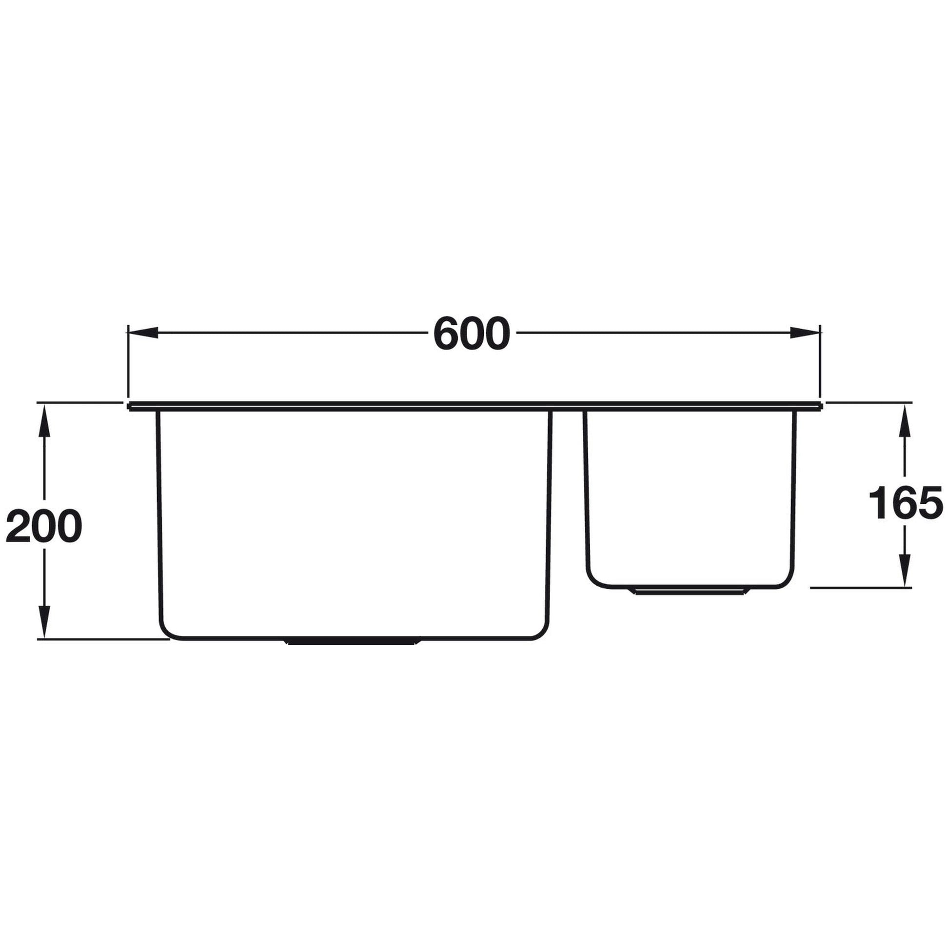 Smeg Mira Undermount One and three-quarters Bowl Kitchen Sink For 600 mm Cabinet In Stainless Steel Brushed 56797470 Dimension 