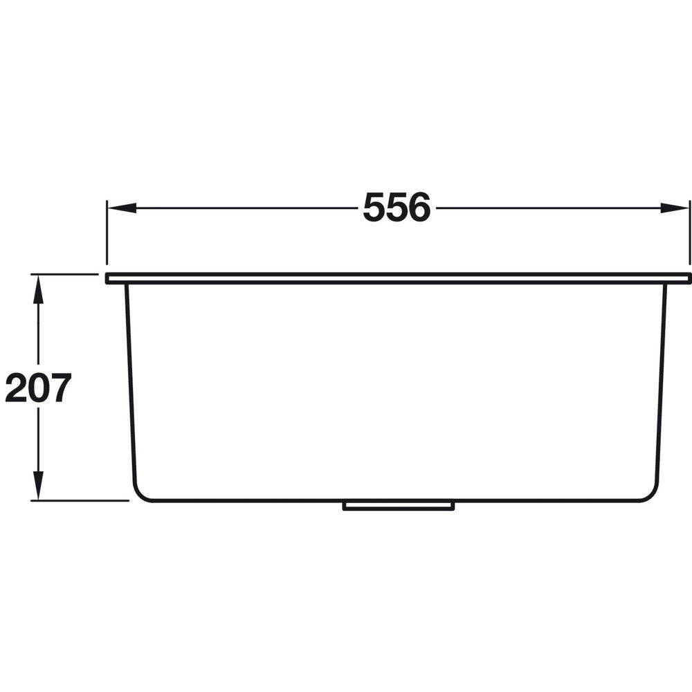 Smeg Quadra  Undermount Inset Mount Single Bowl Composite Kitchen Sink For 600mm Cabinet in Stainless Steel White 56798670 Dimension