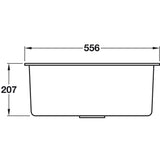 Smeg Quadra  Undermount Inset Mount Single Bowl Composite Kitchen Sink For 600mm Cabinet in Stainless Steel White 56798670 Dimension
