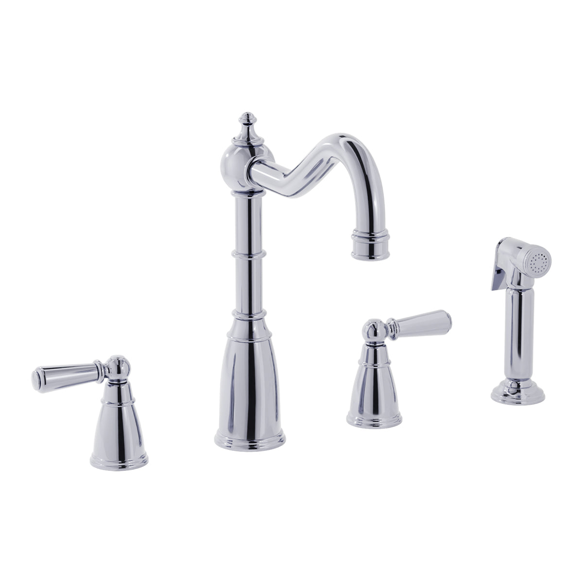 Bidbury & Co. Stockwell Kitchen Tap & Pull Out Spray with Ornate Lever Handles & Charming Traditional Aesthetic