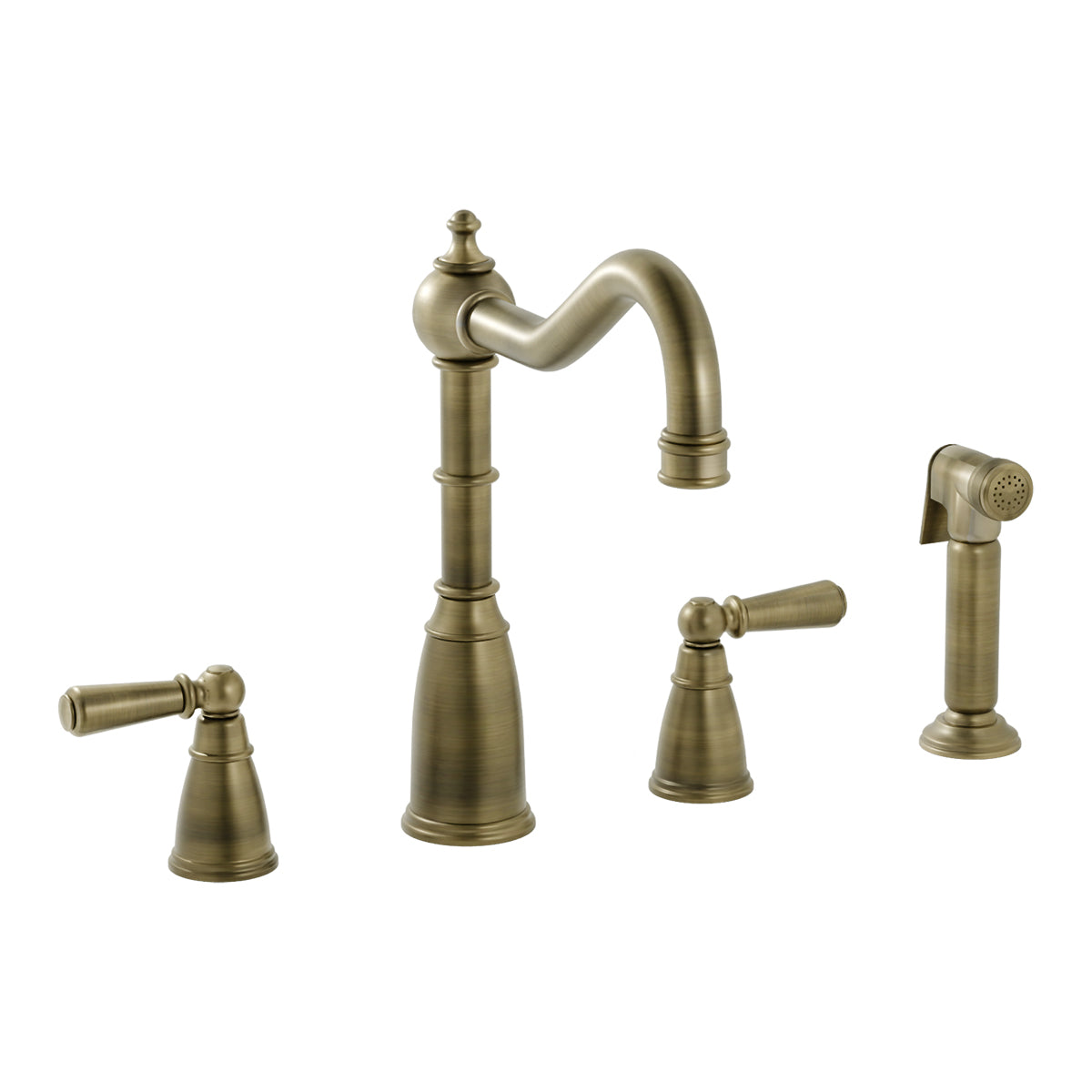 Bidbury & Co. Stockwell Kitchen Tap & Pull Out Spray with Ornate Lever Handles & Charming Traditional Aesthetic