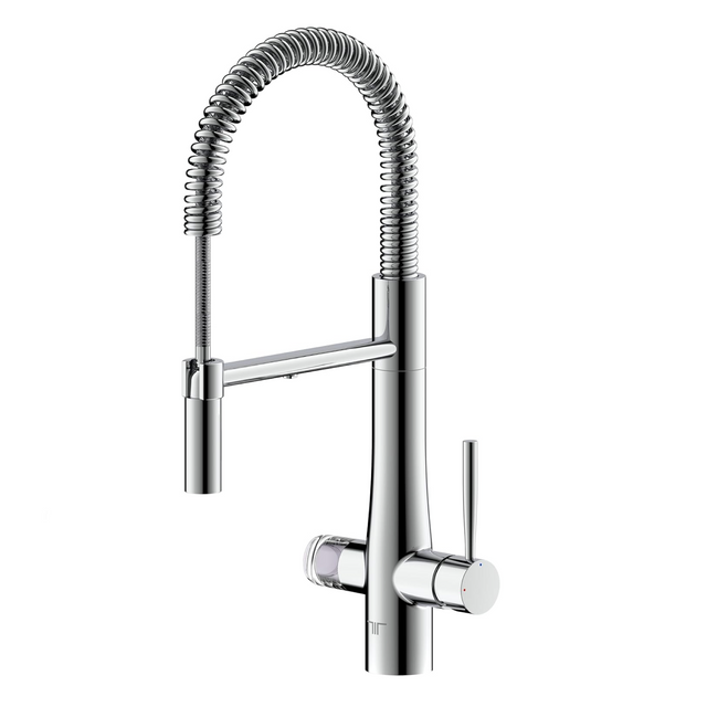 Triflow Concepts 4 in 1 Hybrid Flex Contemporary Boiling Water Kitchen Tap in Chrome with Pull Out Spray Hose