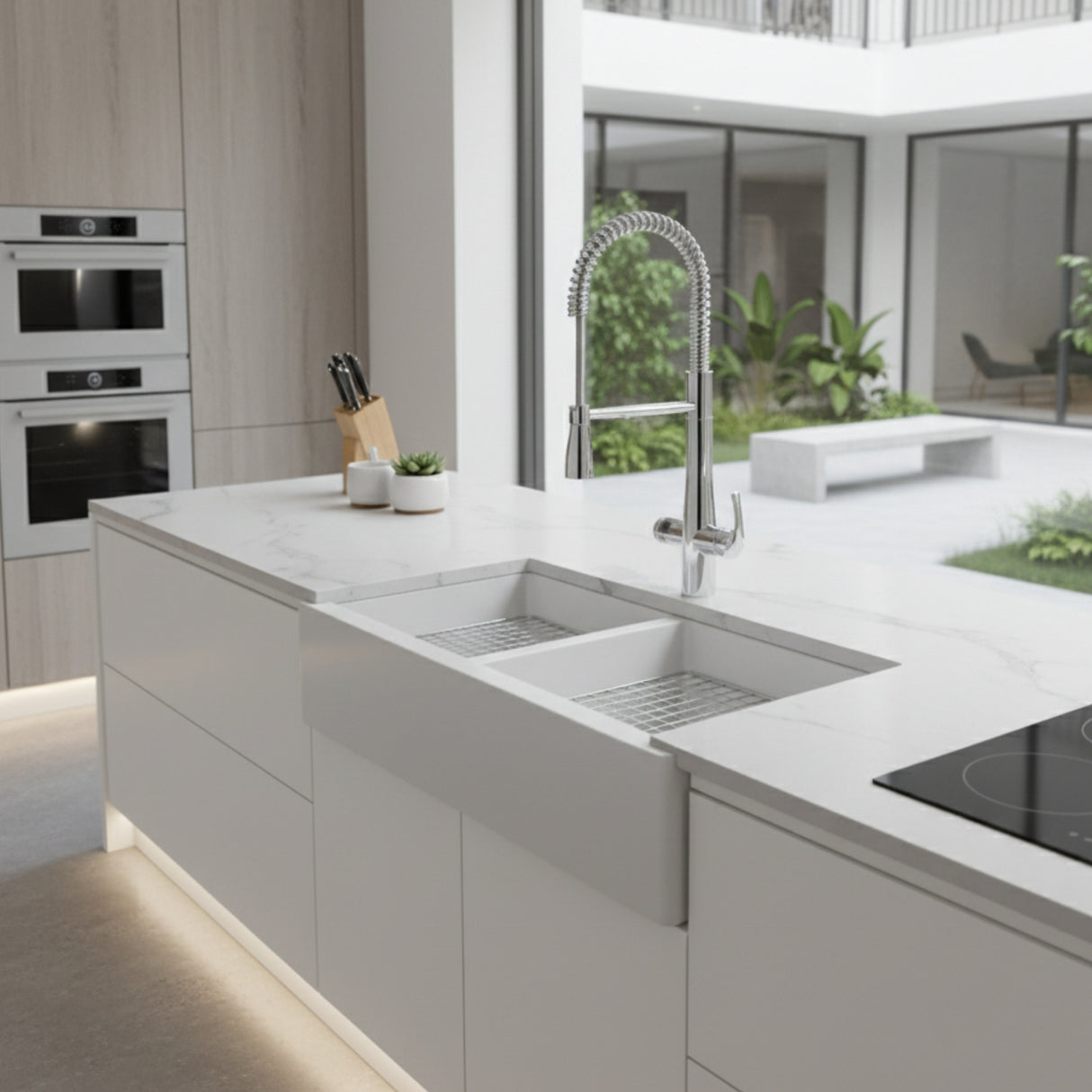 Triflow Concepts 4 in 1 Hybrid Flex Modern Boiling Water Kitchen Tap in Chrome with Pull Out Spray Hose