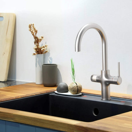 Triflow Hybrid Pro 4 in 1 Boiling Water Kitchen Mixer Tap in Brushed Steel Life Style