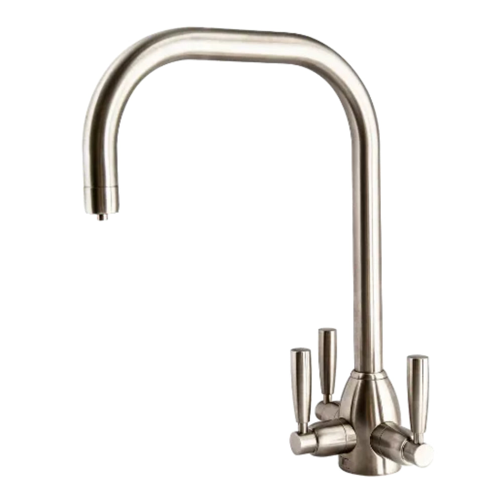 Triflow Whitehall U Spout Filtered Kitchen Tap with Triple Lever Control in Pewter