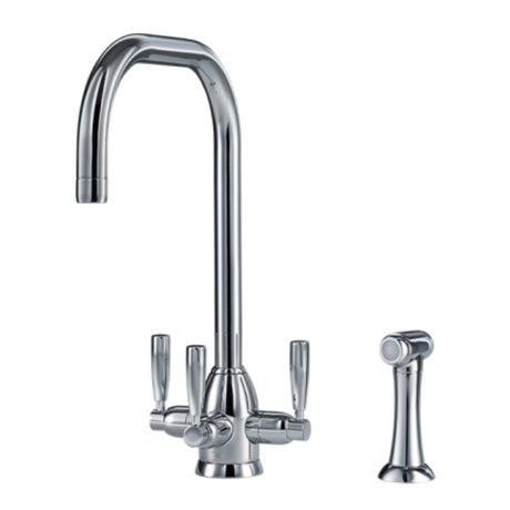 Triflow Whitehall U Spout Filtered Kitchen Tap with Triple Lever Control with Pull Out Rinse in Chrome